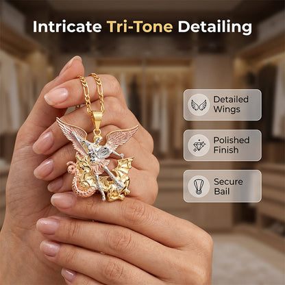 🎁2026 New Arrivals 60% OFF💥Tri-Tone Angel Guardian Pendant Necklace – Elegant & symbolic – Perfect for daily wear or gifting – delicate and meaningful ✨💛🪽