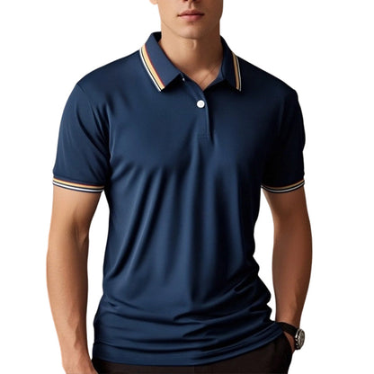 🚆 Men's Contrast Lapel Quick-Dry Short Sleeve T-Shirt – A crisp, collared look without the weight of a full polo. Quick-dry, crease-resistant fabric for busy mornings & commutes. Pairs perfectly with chinos, jeans & shorts 🕶️