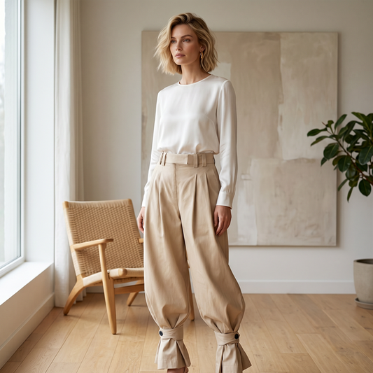 💗LAST DAY SALE 58% OFF⚡Women's Pleated Lantern Pants with Ruffled Cuffs