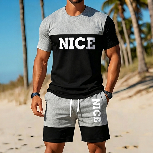 ⏳Limited time – 50% OFF⏰Men's Color-Block Tee and Shorts Set