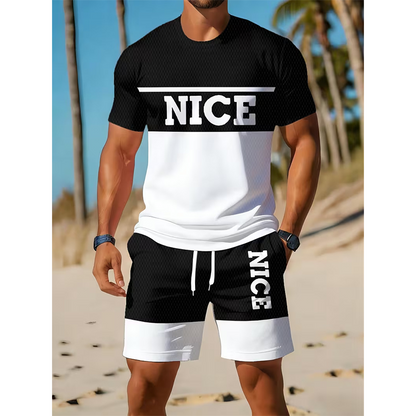⏳Limited time – 50% OFF⏰Men's Color-Block Tee and Shorts Set