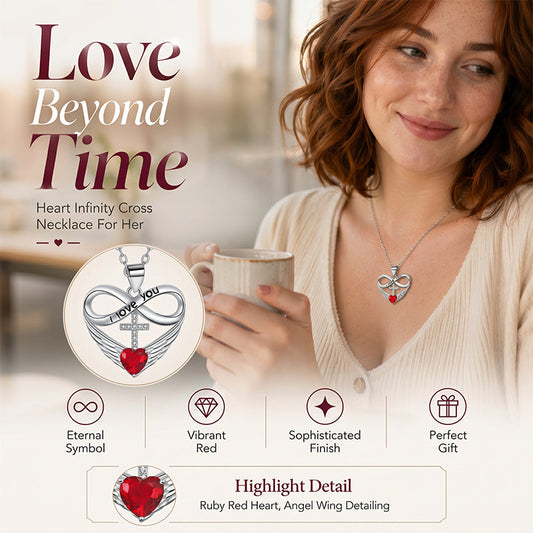 🎁2026 New Arrivals 40% OFF💥Infinity Heart Cross Necklace with Wing Pendant – Faith & Eternal Love ✨