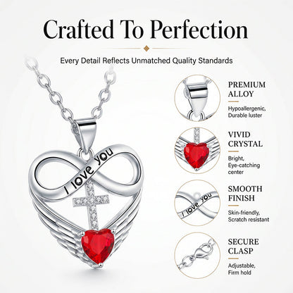🎁2026 New Arrivals 40% OFF💥Infinity Heart Cross Necklace with Wing Pendant – Faith & Eternal Love ✨