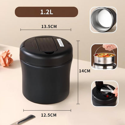 🎁2026 New Arrivals 56% OFF💥Vacuum Insulated Food Jar with Folding Spoon – Keeps hot/cold for 12h – Leak-proof & portable – perfect for lunch, travel or office 🥄🌿✨