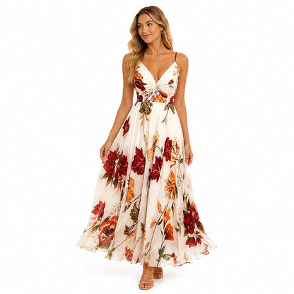 🌺🌸 Women's Printed Spaghetti Strap Maxi Dress ✨ Lightweight Flowy Sleeveless Long Sundress Summer Beach Holiday Casual Dress