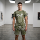 🏖️ Relaxed Fit Denim Print Co-Ord — Short Sleeve Tee & Cargo Shorts for Summer Escapes