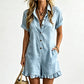 📢📢60% OFF !! ⏰Women's Short Sleeve Button Up Romper with Pockets