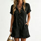 📢📢60% OFF !! ⏰Women's Short Sleeve Button Up Romper with Pockets