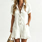 📢📢60% OFF !! ⏰Women's Short Sleeve Button Up Romper with Pockets