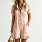 📢📢60% OFF !! ⏰Women's Short Sleeve Button Up Romper with Pockets