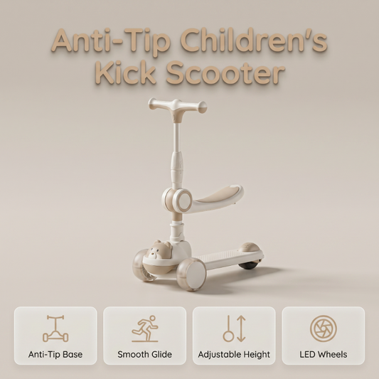 📢📢60% OFF !! ⏰🛴Anti-Tip Children's Kick Scooter with Luminous Wheels
