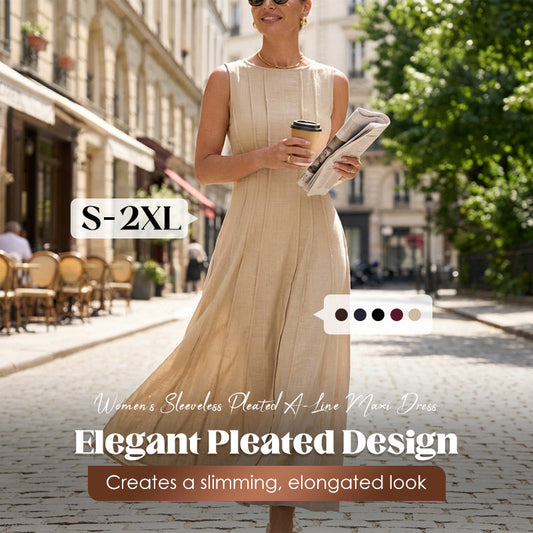 🎁2026 New Arrivals 52% OFF💥Women's Sleeveless Pleated Maxi Dress – Flattering A-line – 94K+ sold, perfect for summer or special occasions 🌸🌿☀️