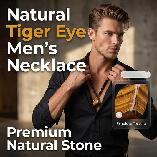 🔥60% OFF NOW|Men's Natural Tiger's‑Eye Beaded Necklace‑Stylish Energy Healing Stone Jewelry for Daily & Gift‑Giving
