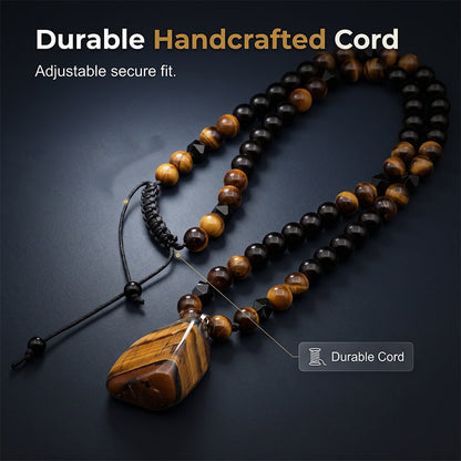 🔥60% OFF NOW|Men's Natural Tiger's‑Eye Beaded Necklace‑Stylish Energy Healing Stone Jewelry for Daily & Gift‑Giving