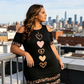 🎉 2026 Sale — Over 30,100 Sold 🐆 Plus Size Friendly Cold Shoulder Leopard Trim T-Shirt Dress – Curvy Casual Dress ❤️