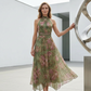 🎁2026 New Arrivals 55% OFF💥Elegant Floral Print Halter Neck Maxi Dress