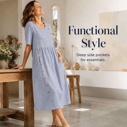 👗2026 Summer New Arrivals 60% OFF💥Women’s Casual Striped Relaxed Fit Dress📍GB