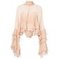 ⏳Limited-time 53% off⏰Sheer Mock Neck Blouse – Ruffled Sleeve Elegance👚🌸