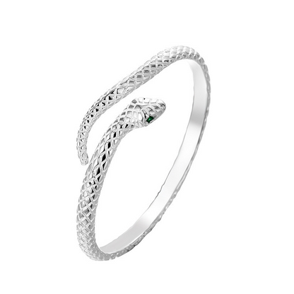 🎁2026 New Arrivals 40% OFF💥Vintage Snake Bangle Bracelet – Adjustable Open Cuff with Textured Scale Details & Green Eye Accents ✨
