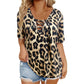 🎁New Arrivals 50% OFF💥Women's Short Sleeve Leopard Lace-Up Loose Top