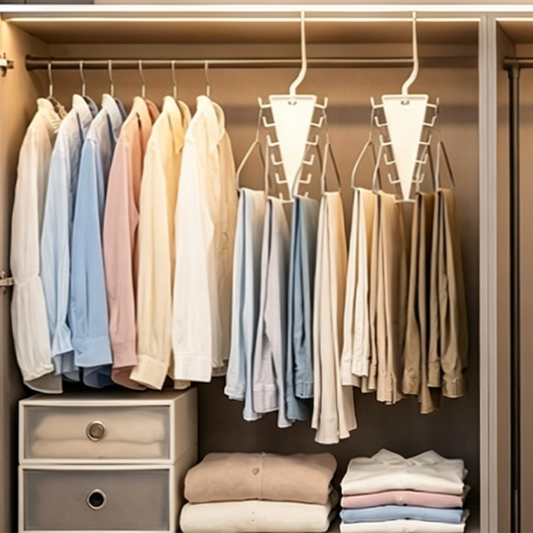 ⏳🔥LIMITED-TIME 50% OFF! ⏰Space-Saving Triangle Closet Hanger | Double Your Wardrobe Storage🗄️👕