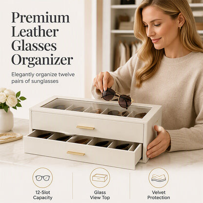 🕶️ 50% OFF NOW! 📦 2-Tier Sunglasses Organizer Box with Glass Top – Clear display, dustproof & stackable – Holds 12+ pairs neatly at home or shop ✨