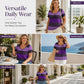 🏖️Summer Hot Sale 50% OFF🏝️👚Women's Casual Plus Size Color Block Top✨