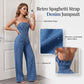 🚀Free delivery🚀Women Spaghetti Strap Wide Leg Denim Jumpsuit