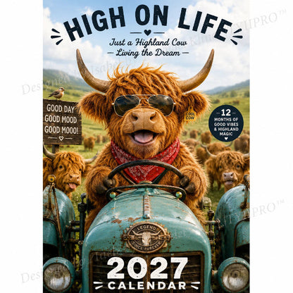 🎁Last Day Promotion 50% OFF🔥2027 Funny Highland Cow Wall Calendar | A4 Hanging Calendar | Designed by Isabel Kline