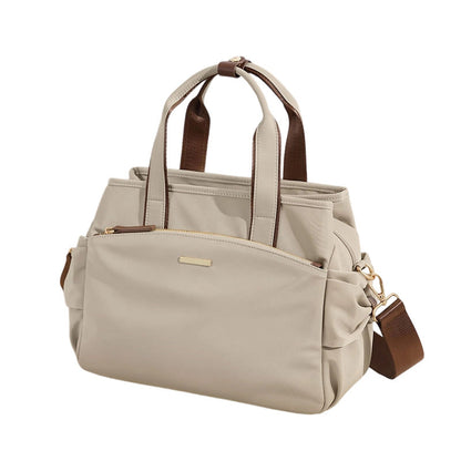 Casual Canvas Tote Bag with Pleated Side Pockets for Women