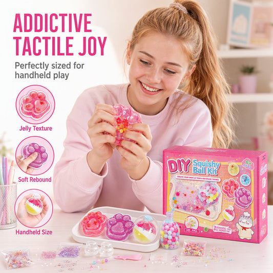 ⏳🔥LIMITED-TIME 50% OFF! ⏰DIY Squishy Toy Kit‑Cat‑Paw Fried Ice Handmade Squeeze Toy Set, Tactile Jelly Rebound Craft Kit, Fun Stress‑Relief DIY Toy for Kids Age 6+🐱