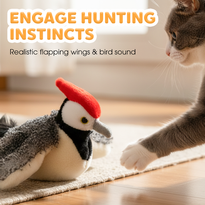 ⏳LAST DAY SALE 50% OFF !!📢Electric Plush Cat Teaser Toy with Sounds