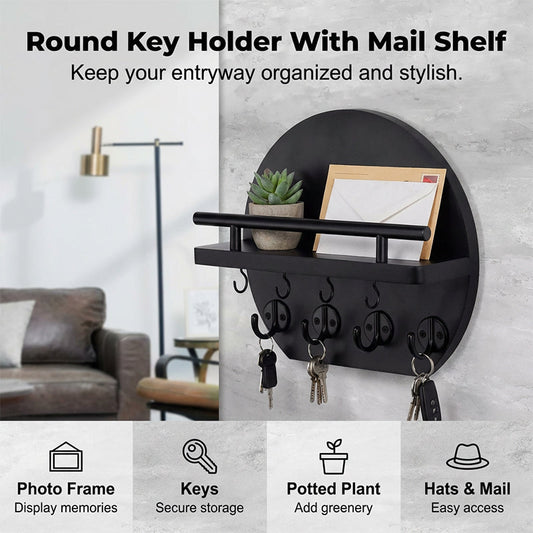 ⏳🔥LIMITED-TIME 50% OFF! ⏰Wall Mount Key Holder with Shelf & Hooks