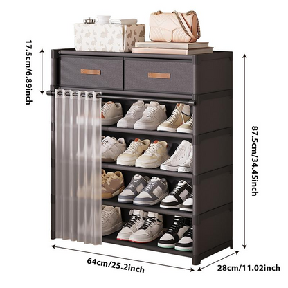 ⏳🔥LIMITED-TIME 50% OFF! ⏰Multi-Layer Shoe Rack – 360° Dustproof Protection, Removable Shelves & Dual Top Drawers – Compact Space-Saving Design 👟✨
