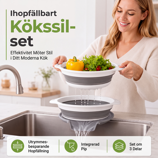 ⏳🔥LIMITED-TIME 50% OFF! ⏰🥗 Careluxpro 3-Piece Collapsible Colander Set – With Draining Base, Space Saving, For Fruit Veggies Pasta 🧺