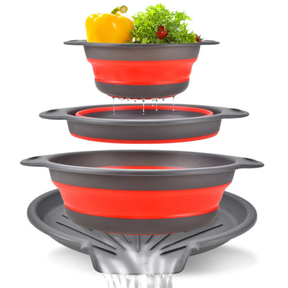 ⏳🔥LIMITED-TIME 50% OFF! ⏰🥗 Careluxpro 3-Piece Collapsible Colander Set – With Draining Base, Space Saving, For Fruit Veggies Pasta 🧺