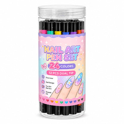 ⏳🔥LIMITED-TIME 50% OFF! ⏰🎉 2026 Sale — Over 25,000 Sold!💅 24‑Colors Dual‑Ended Nail Art Pens‑DIY Manicure Drawing Set 🎨