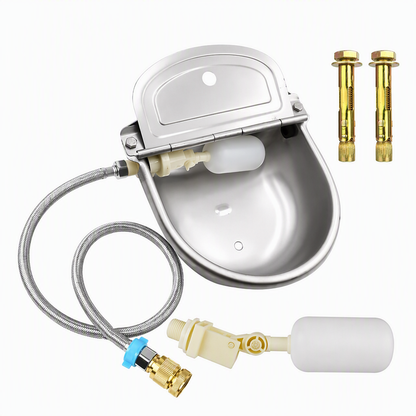 ⏳🔥LIMITED-TIME 50% OFF! ⏰🐄 Automatic 304 Stainless Steel Drinking Bowl with Float and Drain Hole for Cattle Horses Sheep and Dogs 🤖