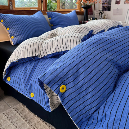 ⏳🔥LIMITED-TIME 50% OFF! ⏰Premium Cozy Reversible Striped Bedding Set🛏️