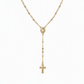⏳🔥LIMITED-TIME 50% OFF! ⏰Retro Gold Tone Virgin Mary Crucifix Cross Pendant Necklace with Beaded Y-Chain📿💎
