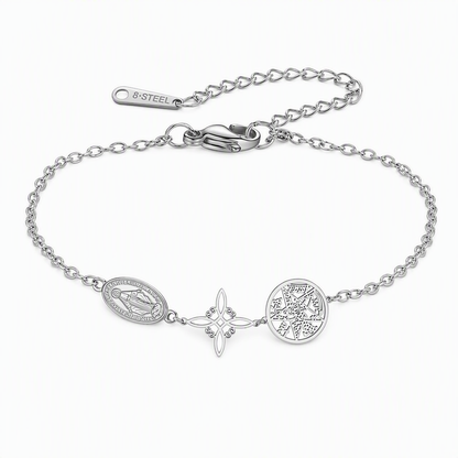 ⏳🔥LIMITED-TIME 50% OFF! ⏰🥰Stainless Steel Chain Charm Bracelet✨Cross Pentagram and Witch Knot Pendants