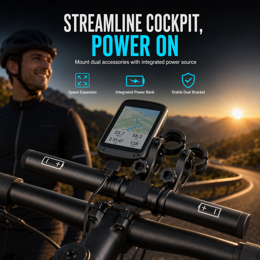 ⏳🔥LIMITED-TIME 50% OFF! ⏰🚴 Bike Handlebar Extender with USB Power Bank – Waterproof, Vibration‑Resistant Dual Mount Bracket ⚡