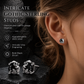 ⏳🔥LIMITED-TIME 50% OFF! ⏰1 Pair of Silver Tone Gothic Vine Pattern Round Stud Earrings with Black Cubic Zirconia🖤