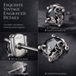 ⏳🔥LIMITED-TIME 50% OFF! ⏰1 Pair of Silver Tone Gothic Vine Pattern Round Stud Earrings with Black Cubic Zirconia🖤