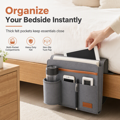 ⏳🔥LIMITED-TIME 50% OFF! ⏰Minimalist Felt Bedside Organizer Bag Hanging Pocket Caddy for Student Dormitory Storage 1 Pack