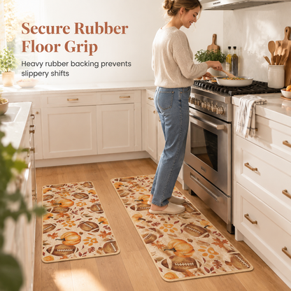 ⏳🔥LIMITED-TIME 50% OFF! ⏰🎃Autumn Pumpkin & Maple Leaf Floor Mat Set – Absorbent Linen-Like Surface, Non-Slip Rubber Backing & Durable Tight Weave – Warm Farmhouse Decor for Kitchen & Dining Room 🍁✨