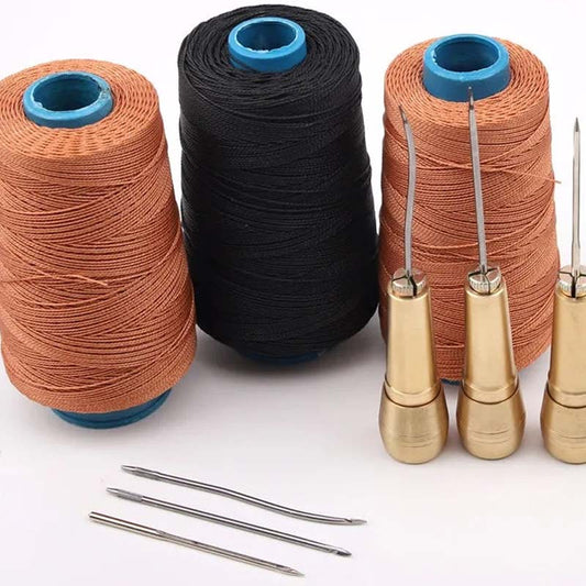 ⏳🔥LIMITED-TIME 50% OFF! ⏰ Leather Sewing Awl Kit with Waxed Thread – Interchangeable Needles, 6 Pcs 🧵