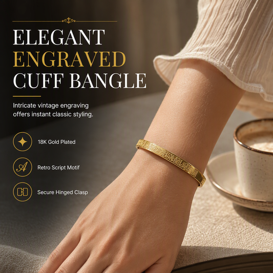 ⏳🔥LIMITED-TIME 50% OFF! ⏰18K Vacuum Plated Titanium Steel Bangle, Tarnish-Free Hypoallergenic Bracelet With Engraved Lettering💛