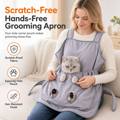 ⏳🔥LIMITED-TIME 50% OFF! ⏰🥻 Hair Resistant Pet Cuddling Apron with Leg Holes – Anti-Scratch Grooming Apron 🐈✨