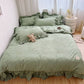 ⏳🔥LIMITED-TIME 50% OFF! ⏰Simple Solid Color 4-Piece Bedding Set with Ruffled Borders🛏️☁️